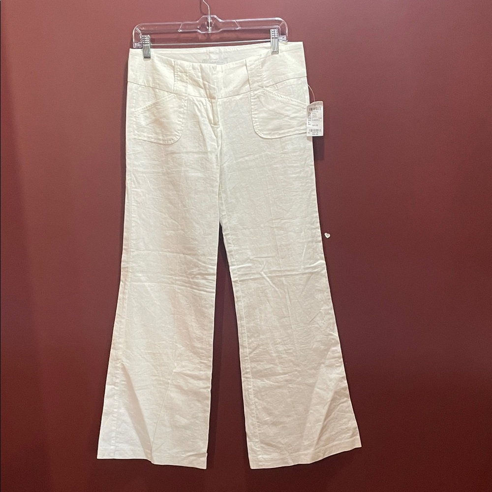 Charlotte Russe White Flared Linen-Blend Pants